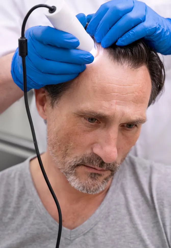 Scalp examination before hair transplant